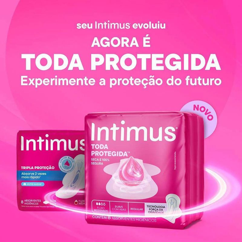 absorvente intimus toda protegida cobertura suave com abas 42 unidades