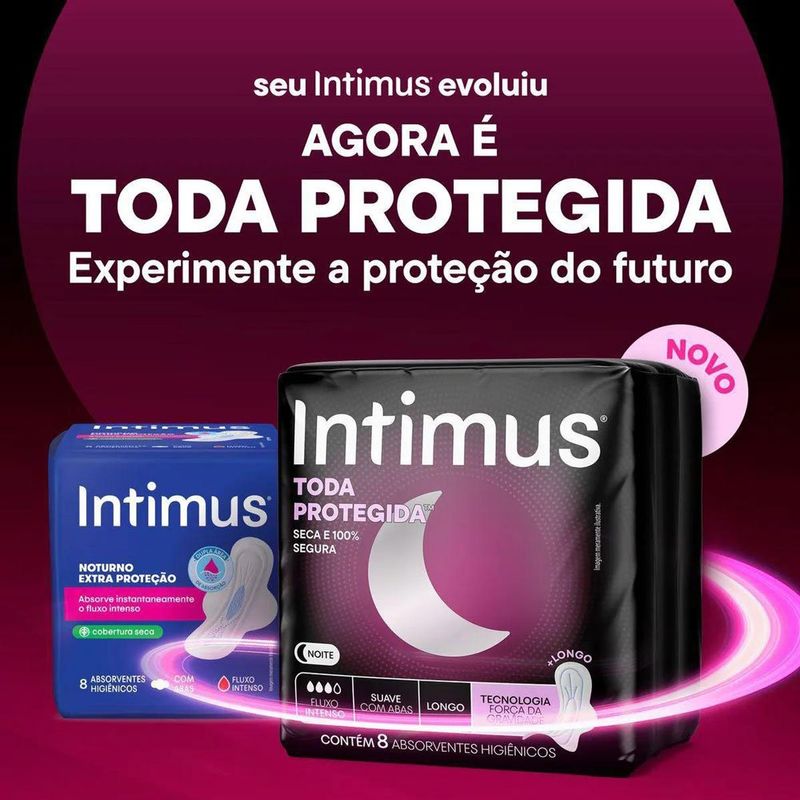 absorvente intimus noturno toda protegida cobertura suave com abas 45 unidades