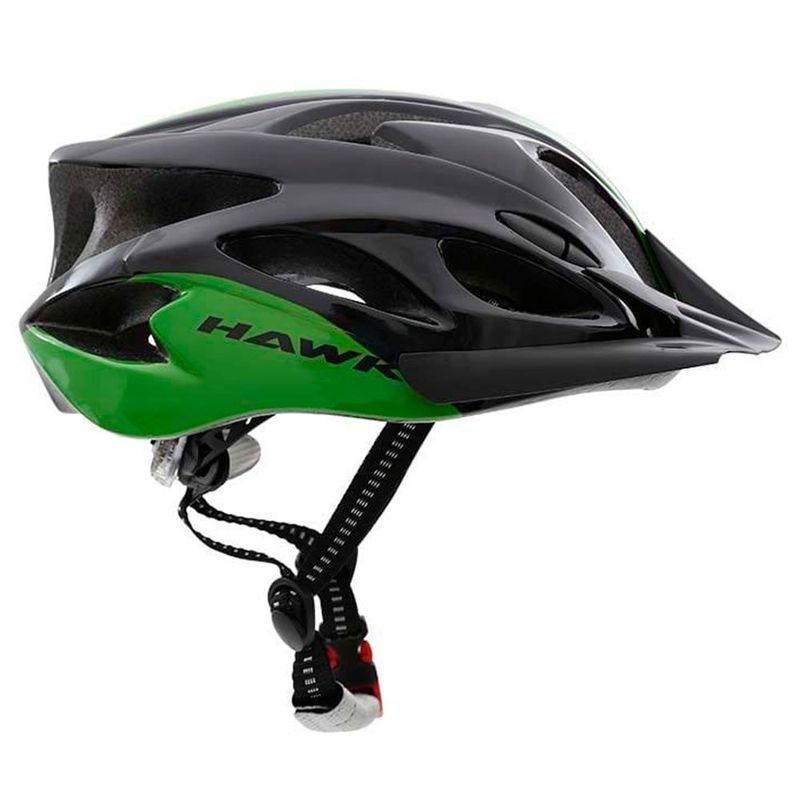capacete para ciclista hawk com pisca preto e verde g (mp)