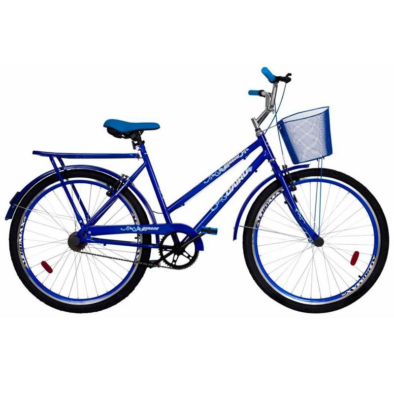 bicicleta cairu aro 26 genova com bagageiro e cesta azul (mp)