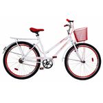 bicicleta cairu aro 26 genova com bagageiro e cesta branco e vermelho (mp)
