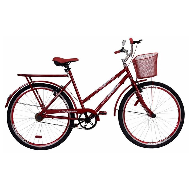 bicicleta cairu aro 26 genova com bagageiro e cesta vermelho (mp)