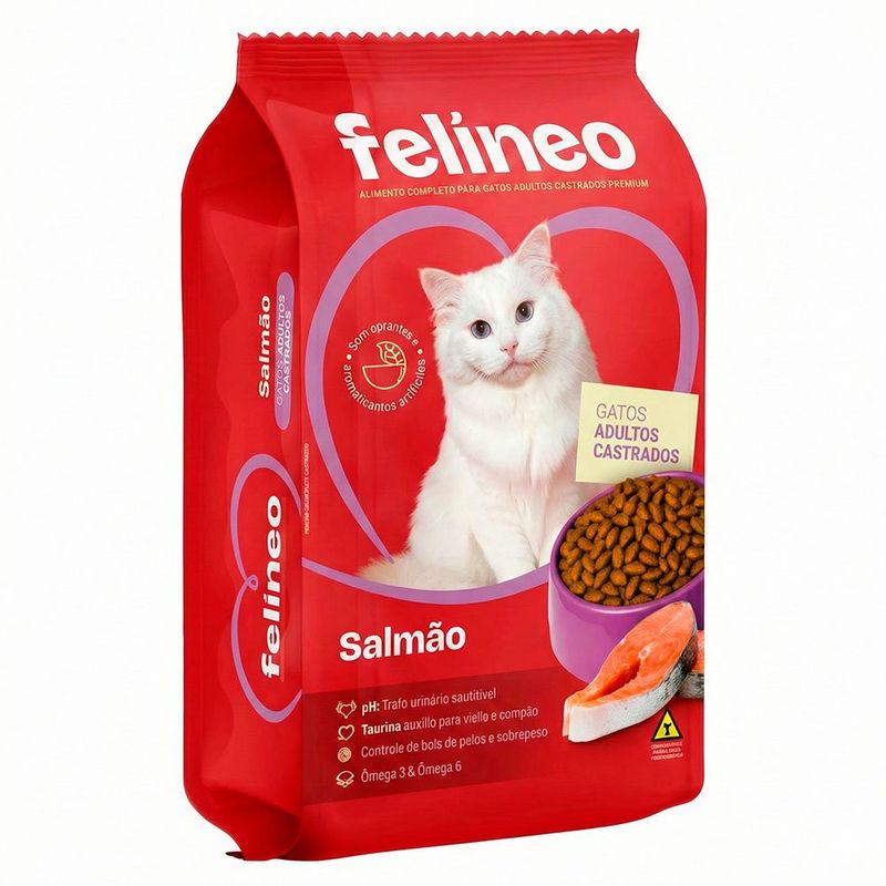 ração para gatos adultos castrados salmão 10,1kg (mp)