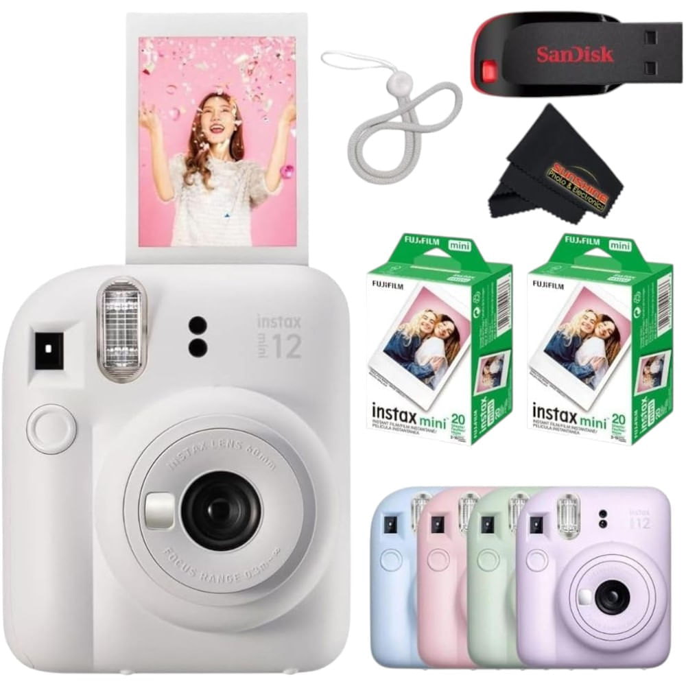 Câmera Instax Mini 12 com 40 Folhas Branco Fujifilm