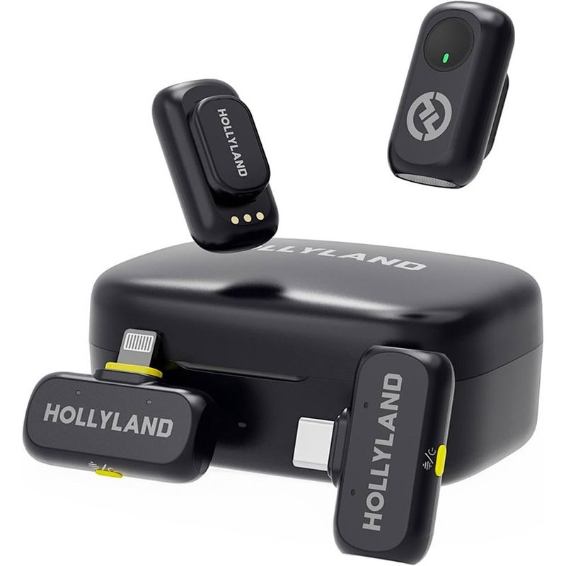 microfone hollyland a1 sem fio com 5 peças preto a-bi