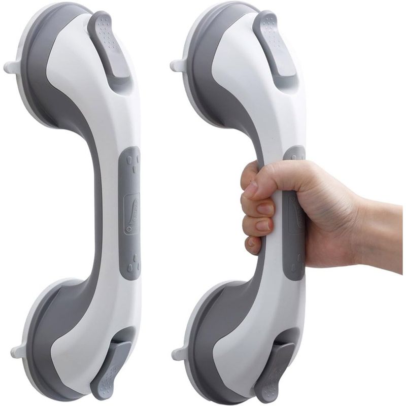 conjunto de 2 peças barra de apoio para chuveiro 30cm de altura taili cinza a-bi