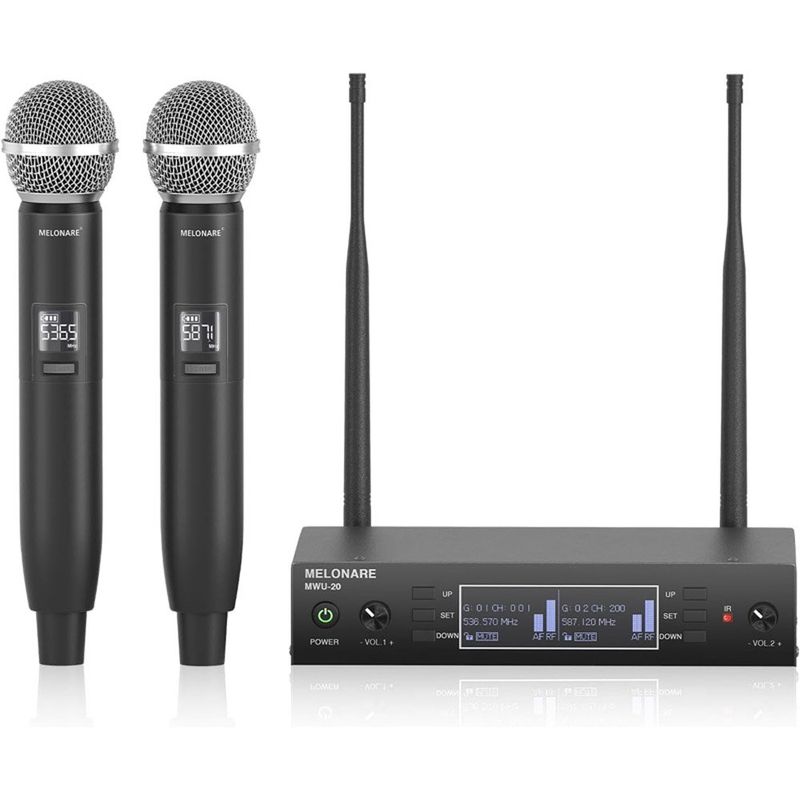 conjunto de 3 peças de microfones sem fio com alcance de 79 metros melonare cor preto a-bi