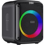 caixa de som bluetooth baumon com 2 microfones e led preto b97a