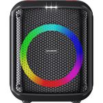 caixa de som bluetooth baumon com 2 microfones e led preto b97a