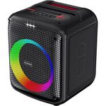 caixa de som bluetooth baumon com 2 microfones e led preto b97a