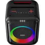 caixa de som bluetooth baumon com 2 microfones e led preto b97a