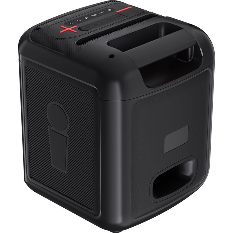 caixa de som bluetooth baumon com 2 microfones e led preto b97a