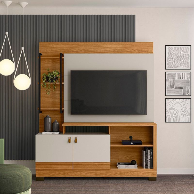 painel home para tv até 50" línea alagoas cor nature com off white