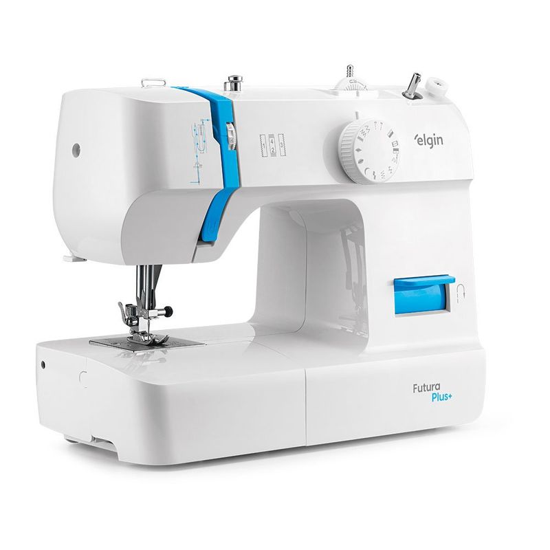 máquina de costura portátil elgin futura plus 12 pontos braço livre 127v (mp)