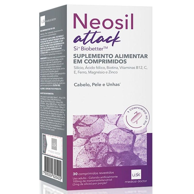 suplemento alimentar neosil attack cabelo pele e unhas 30 comprimidos