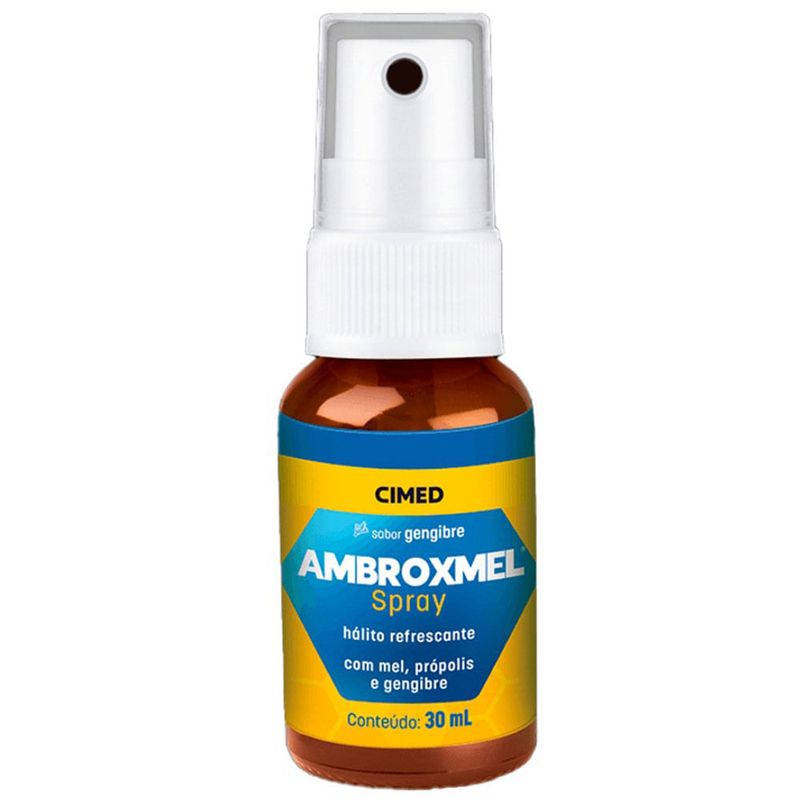 ambroxmel extrato de mel própolis e gengibre 30ml spray para garganta cimed