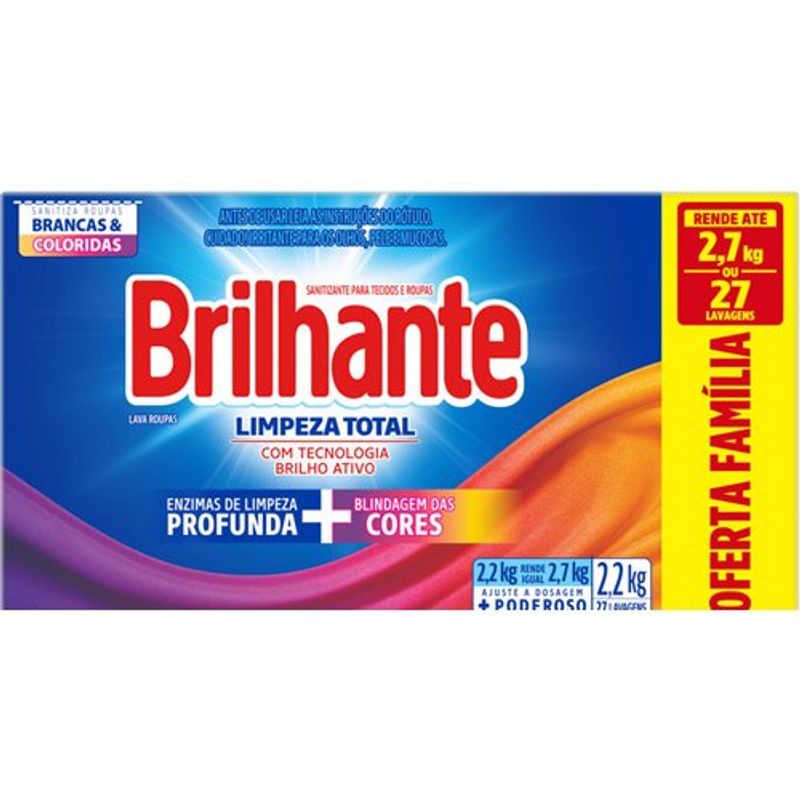 sabão em pó brilhante limpeza total 2,2kg