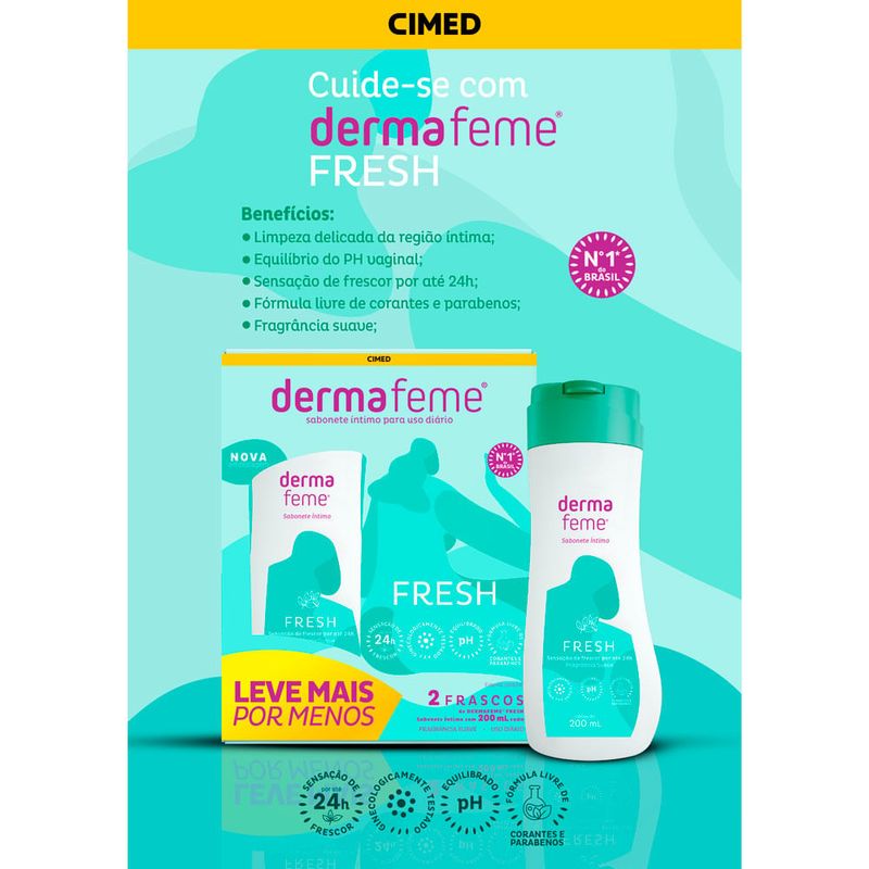 kit dermafeme sabonete líquido íntimo fresh 200ml 2 unidades