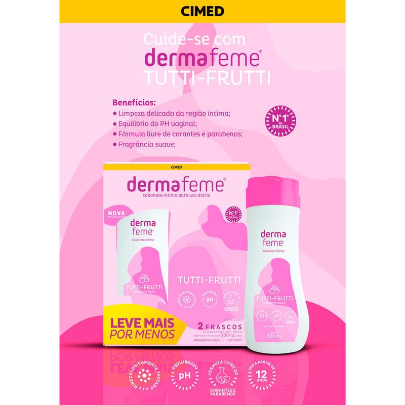 kit dermafeme cimed sabonete líquido íntimo teen 200ml