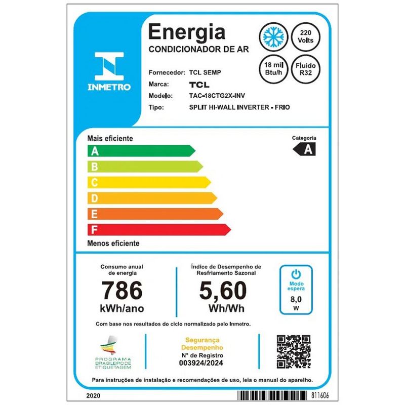 ar-condicionado split 18.000 btus tcl inverter 220v tac-18ctg2x