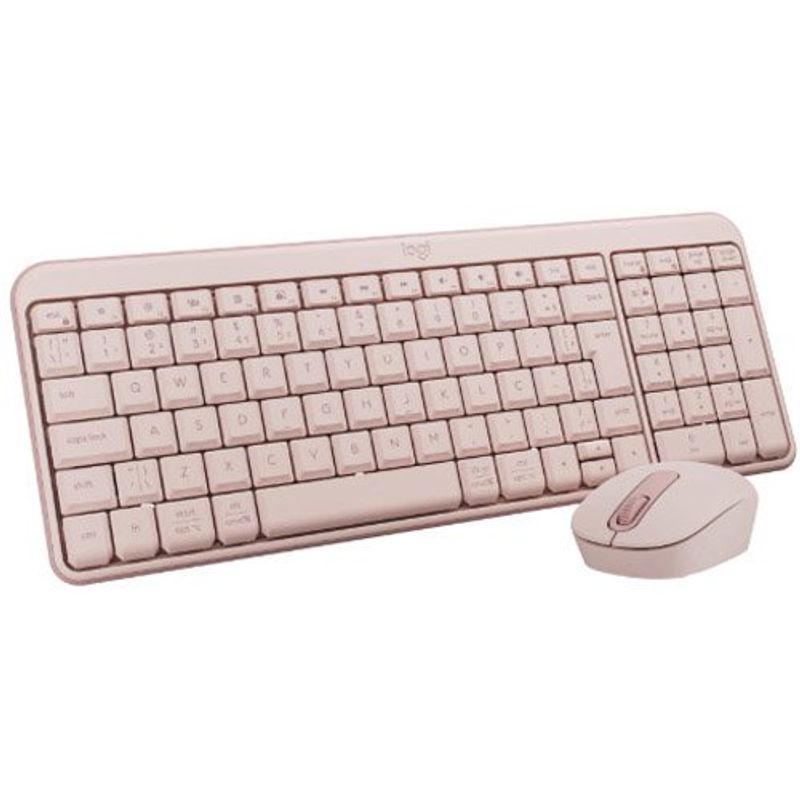 teclado e mouse sem fio logitech rosé mk250