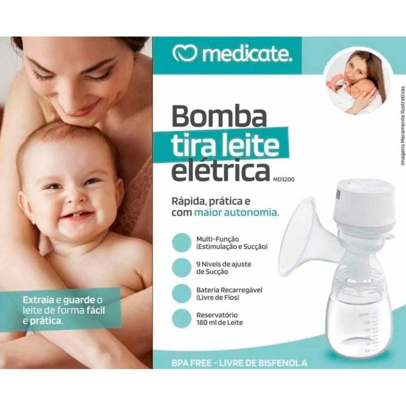bomba tira leite elétrica sem fio medicate md3200