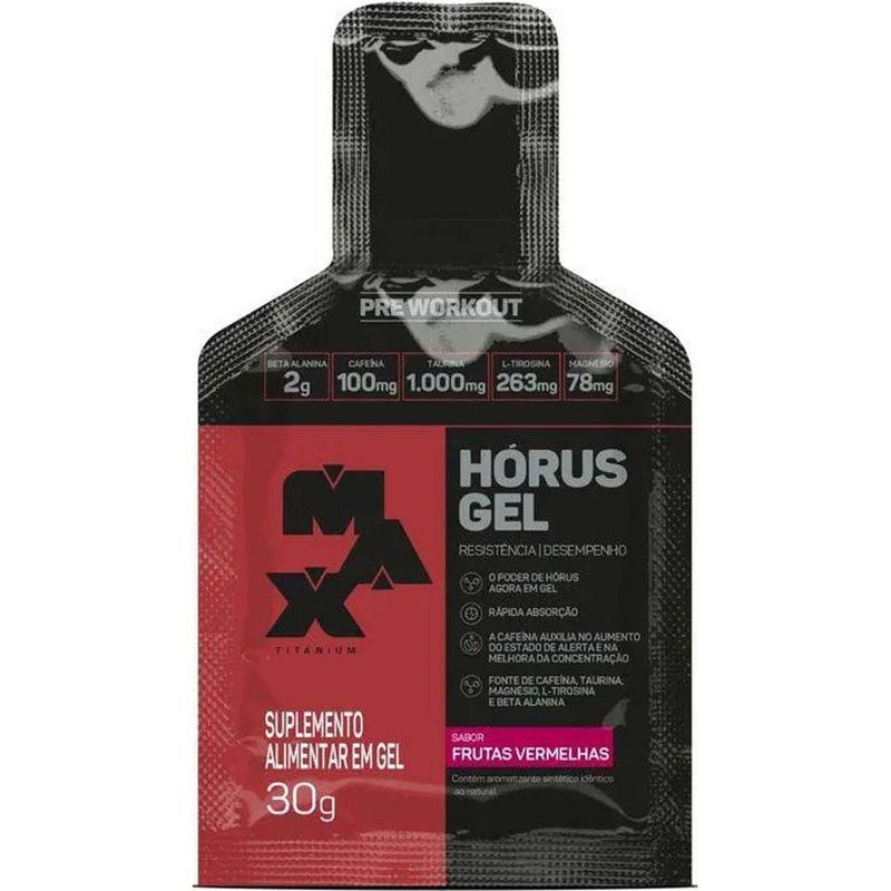 pré treino hórus gel max titanium sabor frutas vermelhas 10 sachês 30g