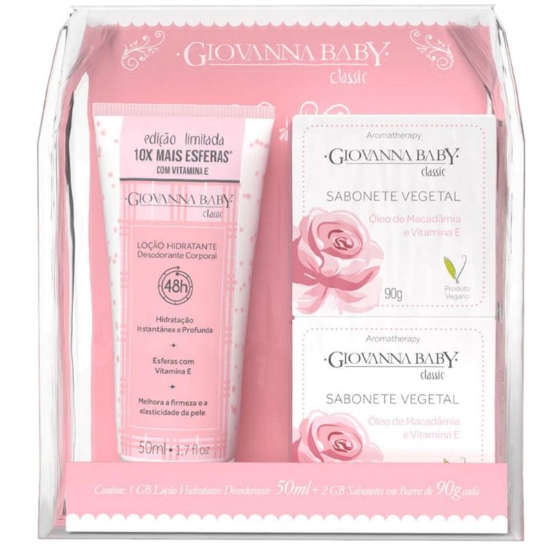 kit giovanna baby classic loção hidratante 50g + 2 sabonetes em barra 90g