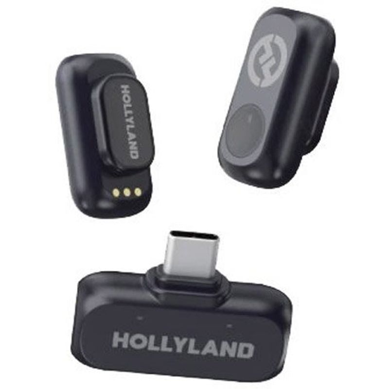 microfone sem fio hollyland lark a1 mini duo com receptor usb-c 2 peças lapela cinza at-bi