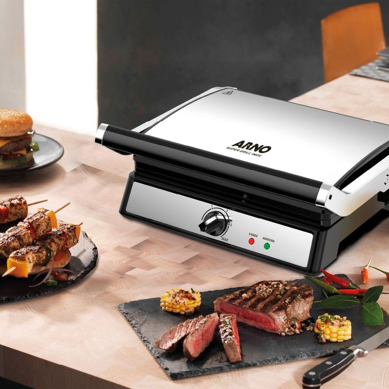 super grill arno abertura 180° inox xl ggra