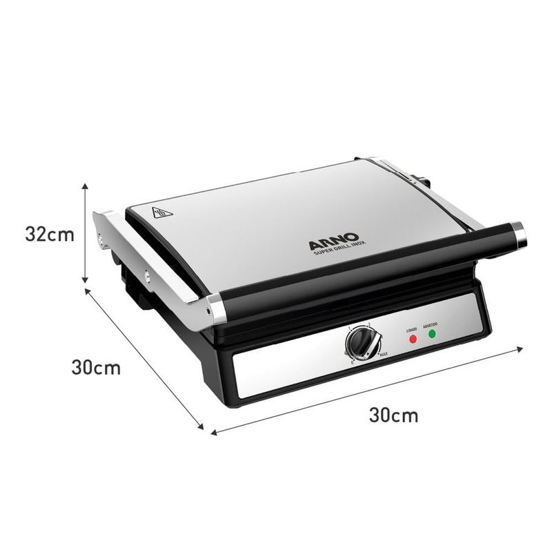super grill arno abertura 180° inox xl ggra
