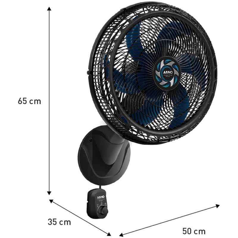 ventilador de parede arno 50cm xtreme force breeze preto vb51