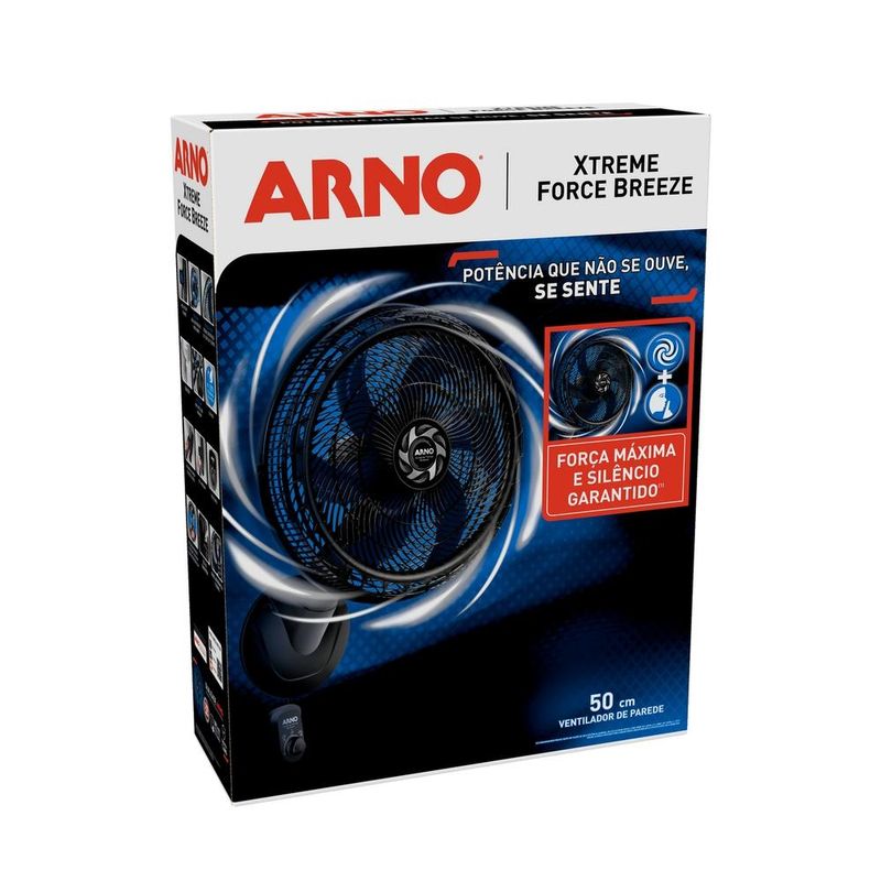 ventilador de parede arno 50cm xtreme force breeze preto vb51