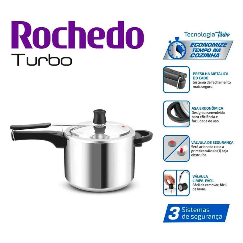 panela de pressão rochedo 4,5 litros inox 9295305653