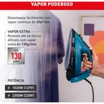 ferro de passar a vapor arno ultragliss plus 1520w 127v azul e preto fmy