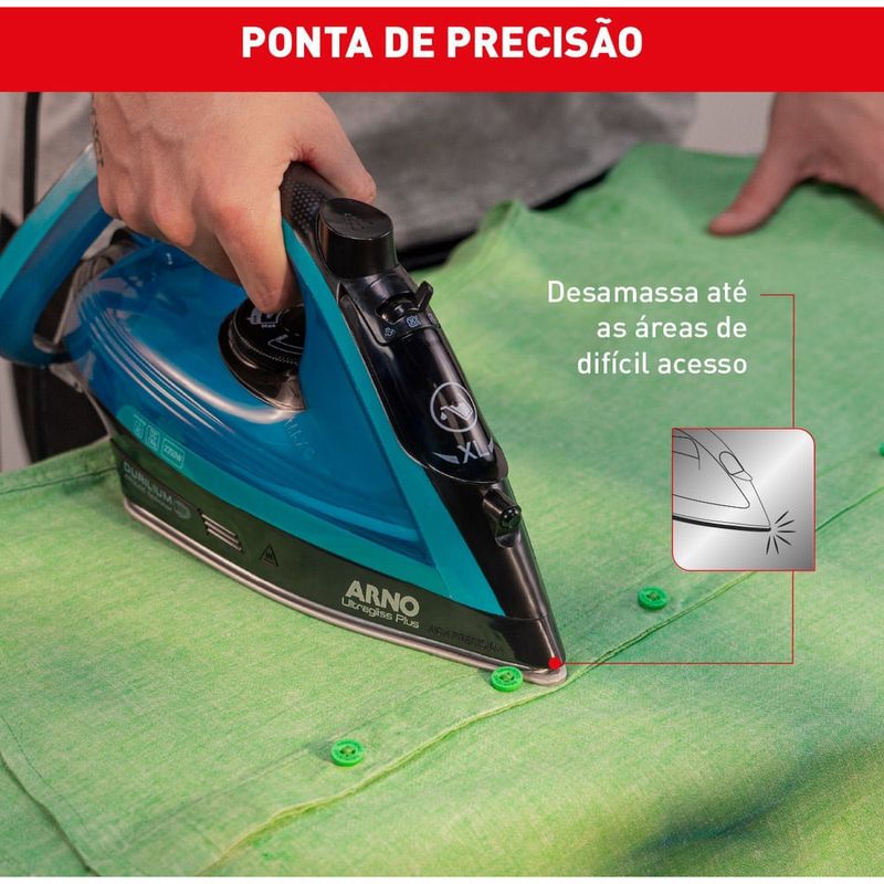 ferro de passar a vapor arno ultragliss plus 1520w 127v azul e preto fmy