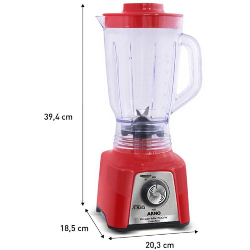 liquidificador arno power mix limpa fácil 700w 1,4l vermelho lq36