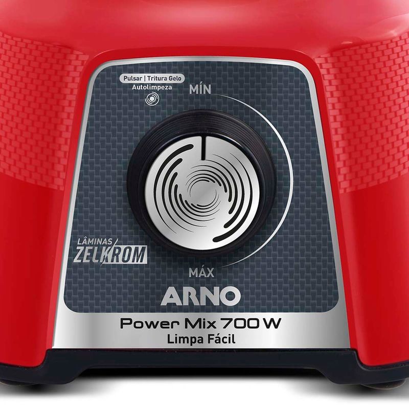 liquidificador arno power mix limpa fácil 700w 1,4l vermelho lq36