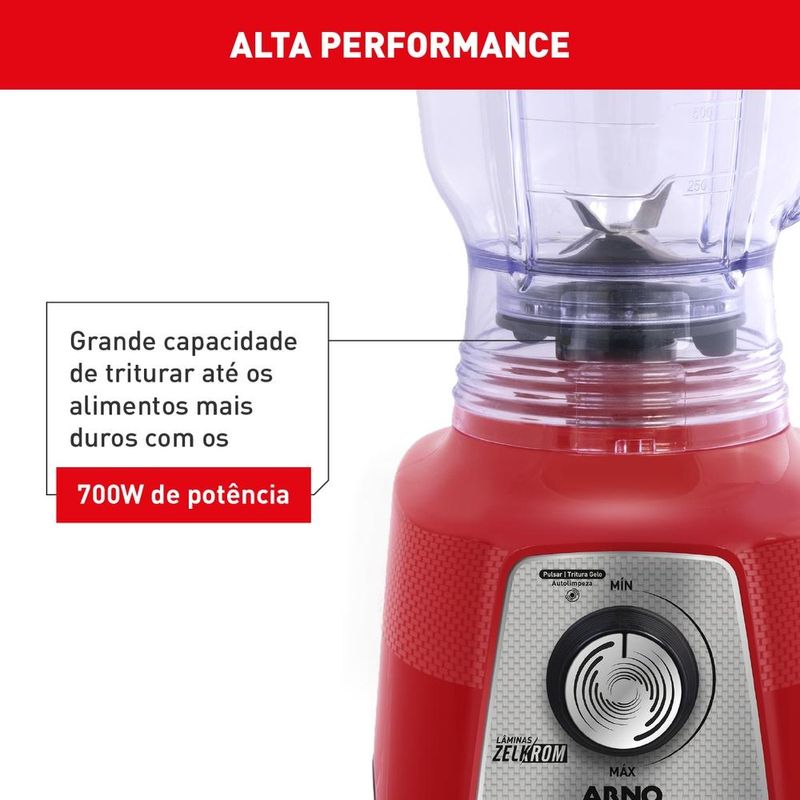 liquidificador arno power mix limpa fácil 700w 1,4l vermelho lq36
