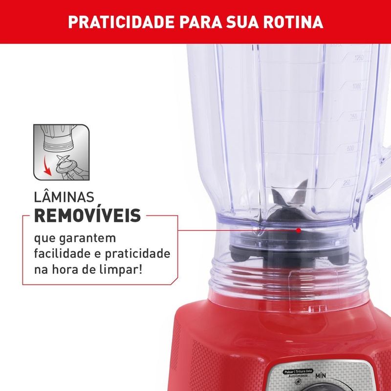 liquidificador arno power mix limpa fácil 700w 1,4l vermelho lq36