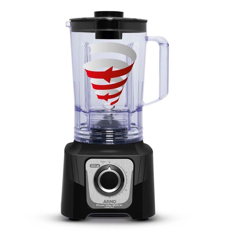 liquidificador arno power max limpa fácil 1200w 3,1l preto ln78