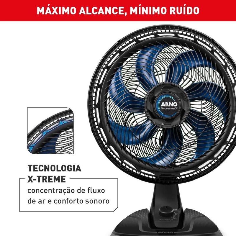 ventilador de mesa arno x-treme 7 preto ve70