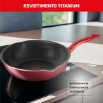 frigideira wok tefal com indução só chef 28cm vermelho