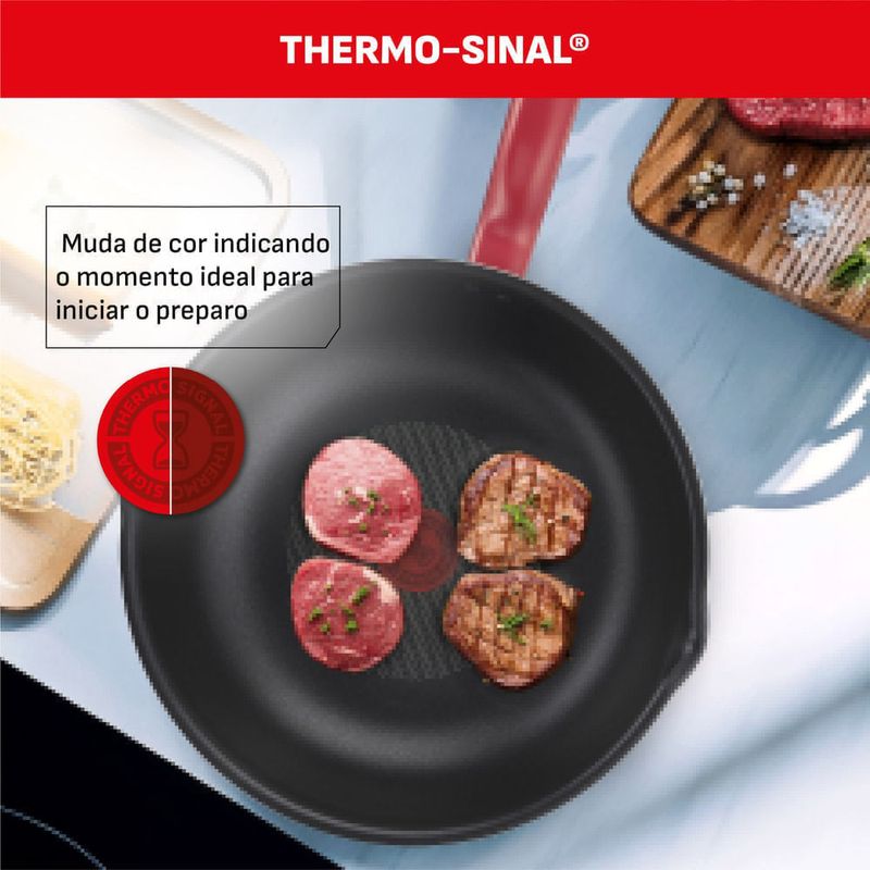 frigideira wok tefal com indução só chef 28cm vermelho
