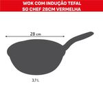 frigideira wok tefal com indução só chef 28cm vermelho