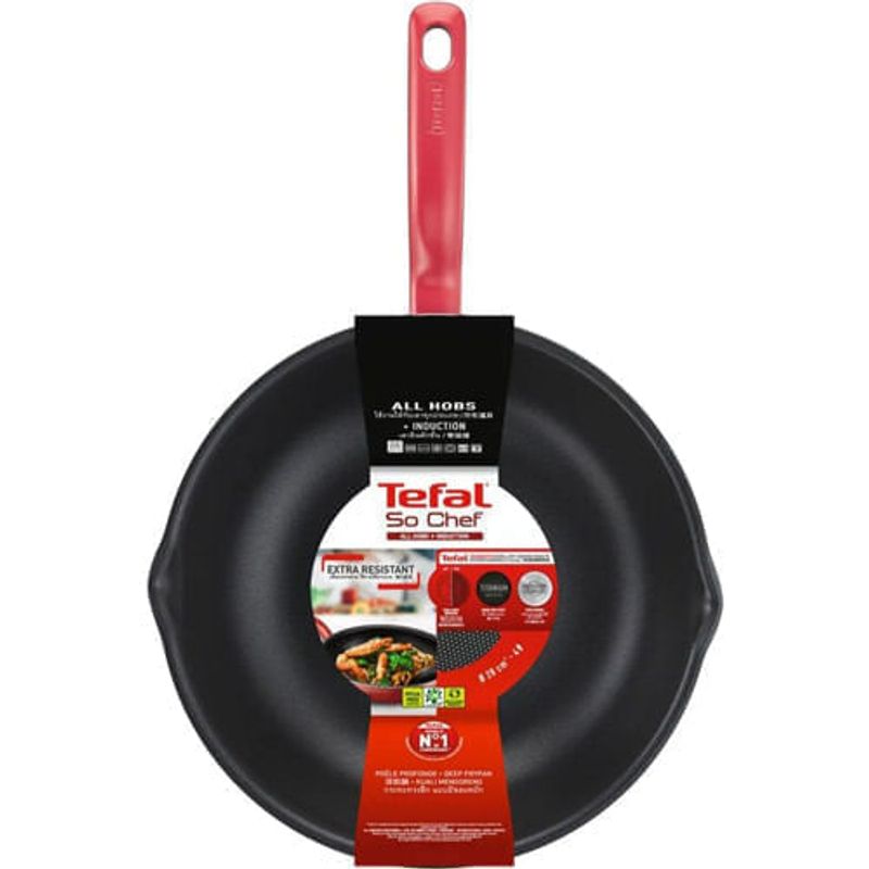 frigideira wok tefal com indução só chef 28cm vermelho