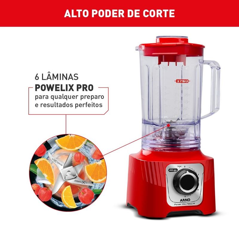 liquidificador arno powermax 1400w vermelho ln63