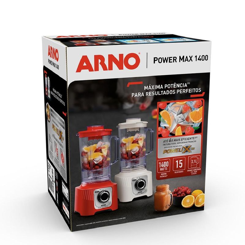 liquidificador arno powermax 1400w vermelho ln63