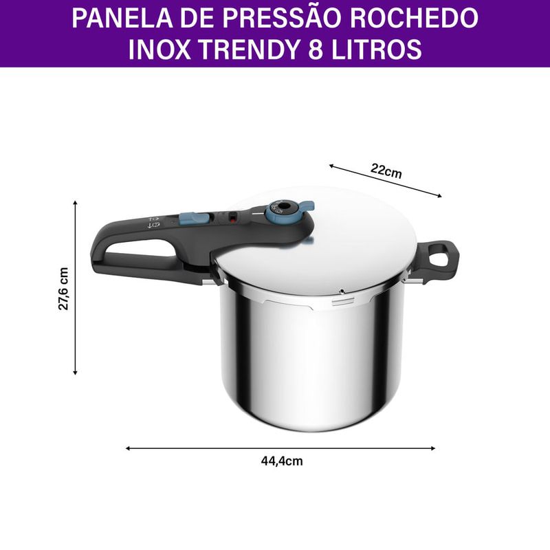 panela de pressão rochedo 8l trendy inox