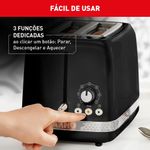 torradeira arno soleil 7 níveis de tostagem preto spto